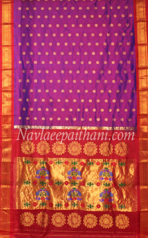 Magenta colour with Red contrast boarder in Maharani Paithani Silk Saree